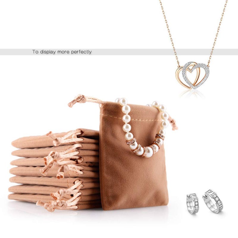Oirlv 50PCS Velvet Jewelry Storage Bags Small Accessories Collected Drawstring Pouches display and gifts For Weeding Party(Coffee) - Image 3